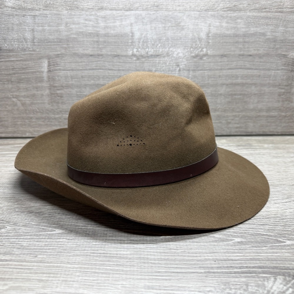 Vintage Banana Republic Hat Cap Indiana Jones Mens Medium Brown Wool Fedora USA